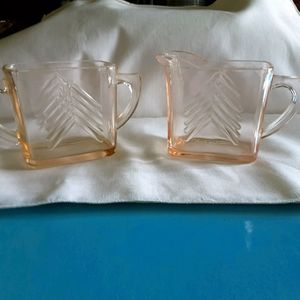 Pink Depression Glass Sugar & Creamer